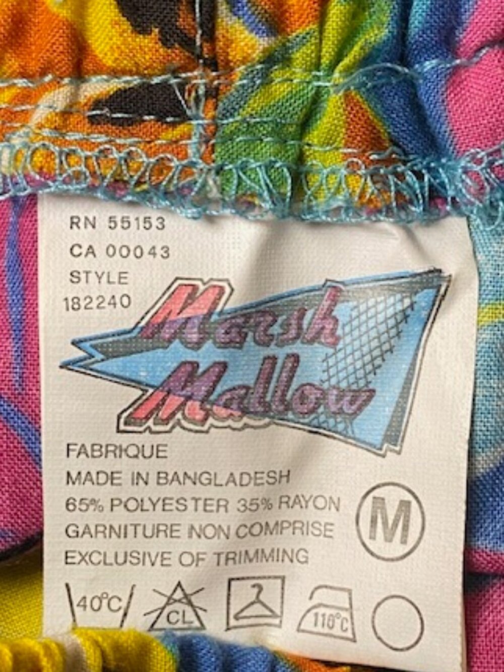 VTG 80's retro shorts and Shirt Set Floral loud colours. Marsh Mallow Med baggy - Picture 12 of 16